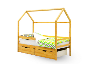 Кровать-домик Svogen с ящиками и бортиком натура без покрытия