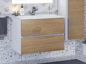 Тумба с раковиной Uperwood Barsa 70 см раковина белая-тумба белая/дуб сонома