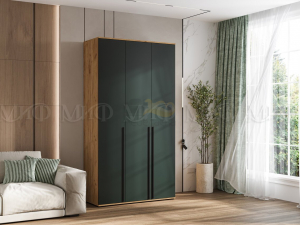 Шкаф 3-х створчатый Норд 1200 Изумрудный, Дуб крафт