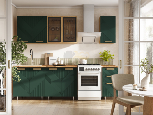 Кухня Ирис 2,0м (490) Компоновка №2 Браш Мени Грин, Дуб Крафт