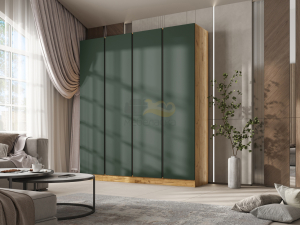 Шкаф трехстворчатый Келвин (2000) Изумрудный, Дуб крафт-вставка черная