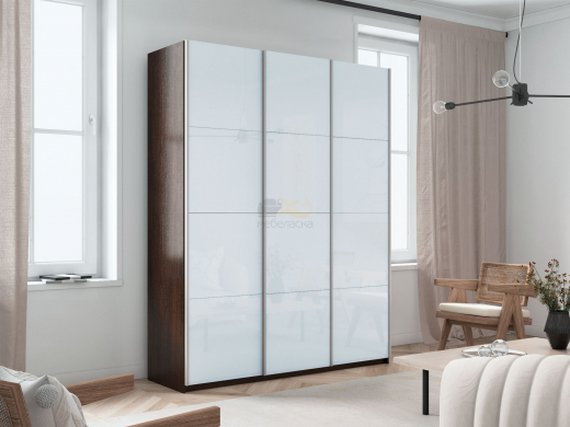 Шкаф-купе Прайм 3-х дверный 1800 три стекла белые Венге