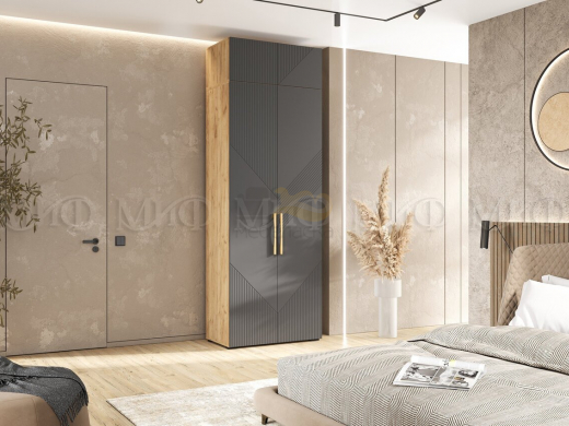 Шкаф 2-х створчатый (900) с антресолью Ирис Браш Графит