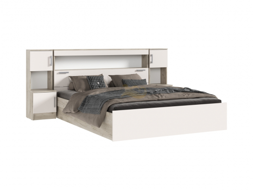 Кровать с надстройкой с тумбами Басямиф Кашемир, Крафт серый